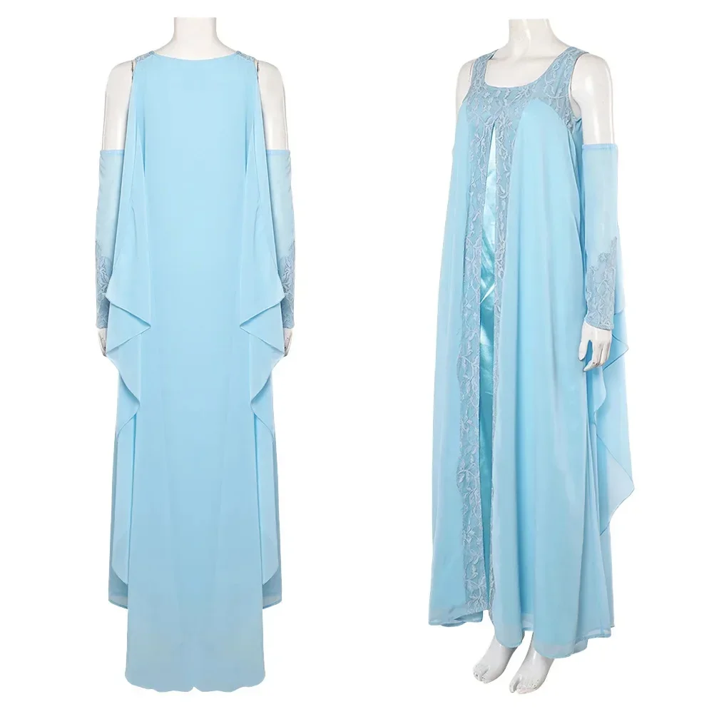 Padme Cosplay Woman Costume Disguise Blue Dress Halloween Carnival Party Clothing - Image 2