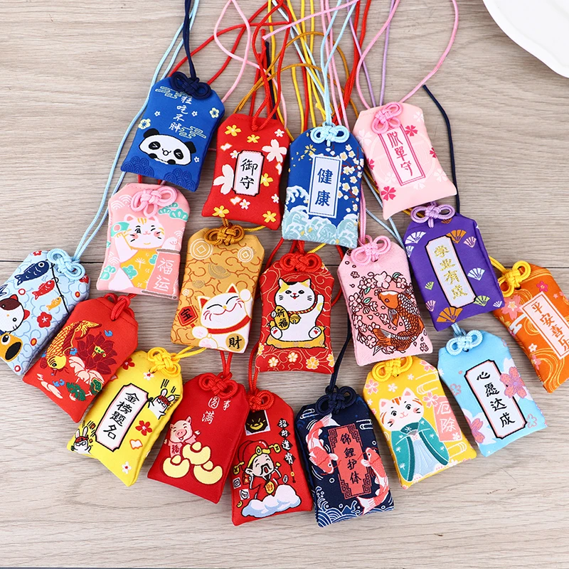 1PC Japanese Prayer Omamori Pray Fortune Beauty Health Safety Lucky Charms Wealth Bag Guard Pendant Keychain Couple Gift - Image 2