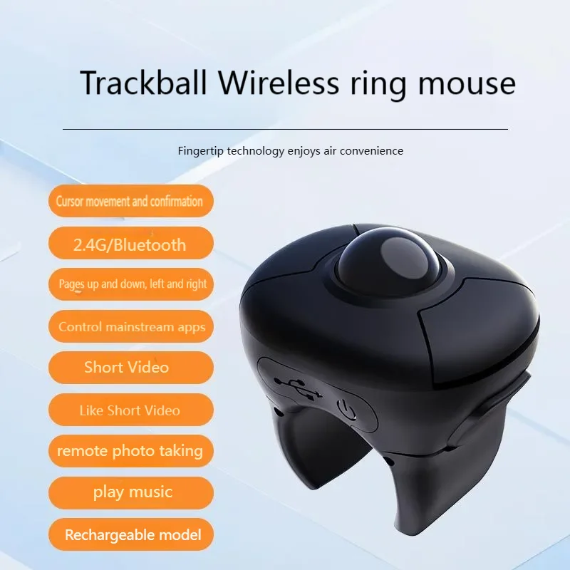 Wireless Trackball Ring Mouse 2.4G Bluetooth Dual Mode Tiktok YouTube E-Book PPT Speech Mini Air Mouse For iOS Tablet Windows - Image 4