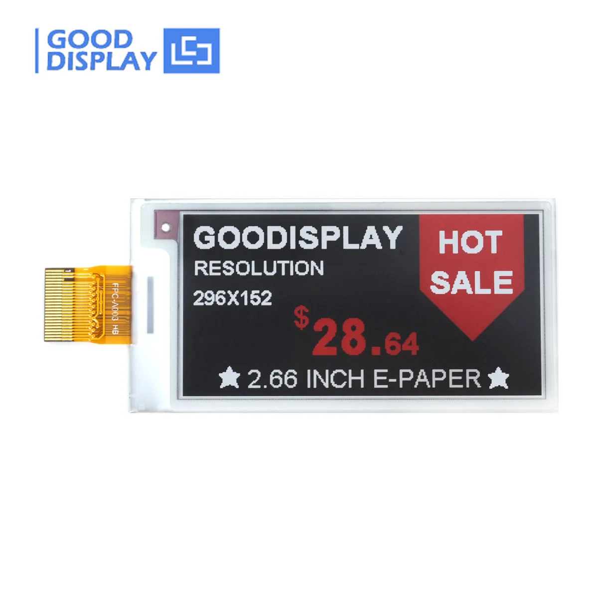 2.66 Inch HD Tri-Color E-Ink Display Red EPaper Screen SPI Interface Partial Update Electronic Products