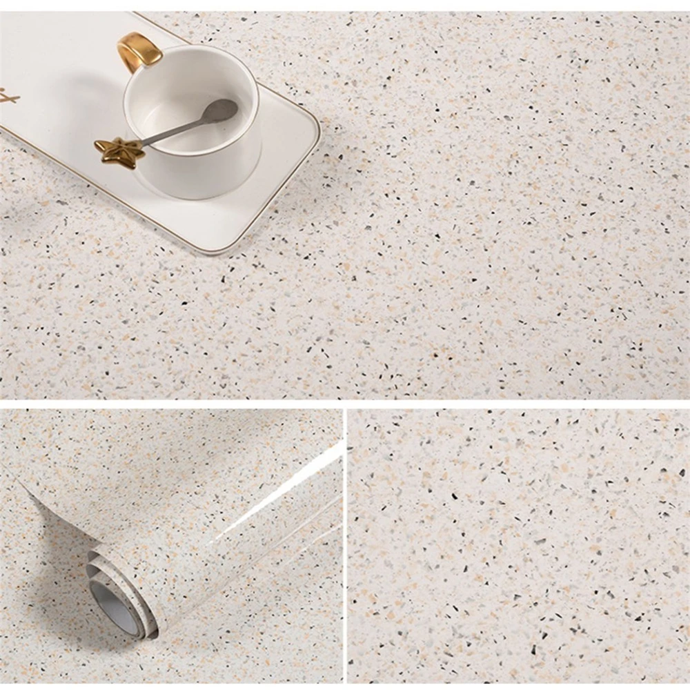 Waterproof Oil-Proof Beige Marble Wallpaper Contact Paper PVC Self Adhesive Bathroom Kitchen Glossy Countertop Home Improvement - Image 3