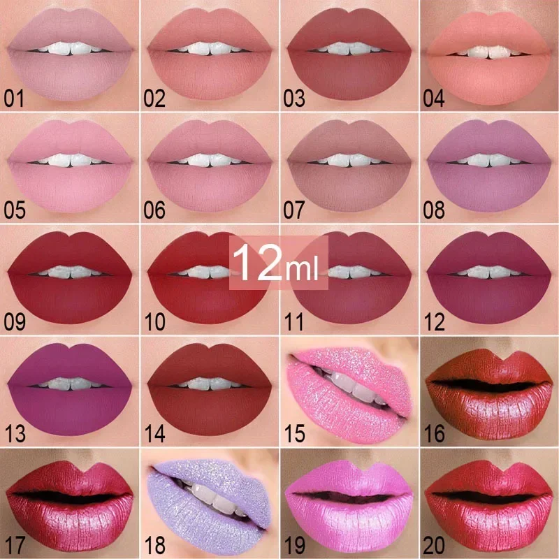 New!!Make Up Lips Matte Liquid Lipstick Waterproof Long Lasting Sexy Pigment Nude Glitter Style Lip Gloss Beauty Red Lip Tint - Image 2