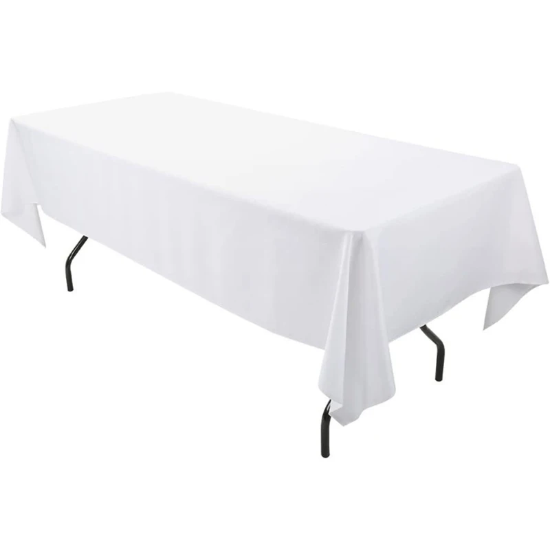 READOR 12Pcs Rectangle Tablecloth Washable Polyester White Party Banquet Wedding Table Cloths for Events