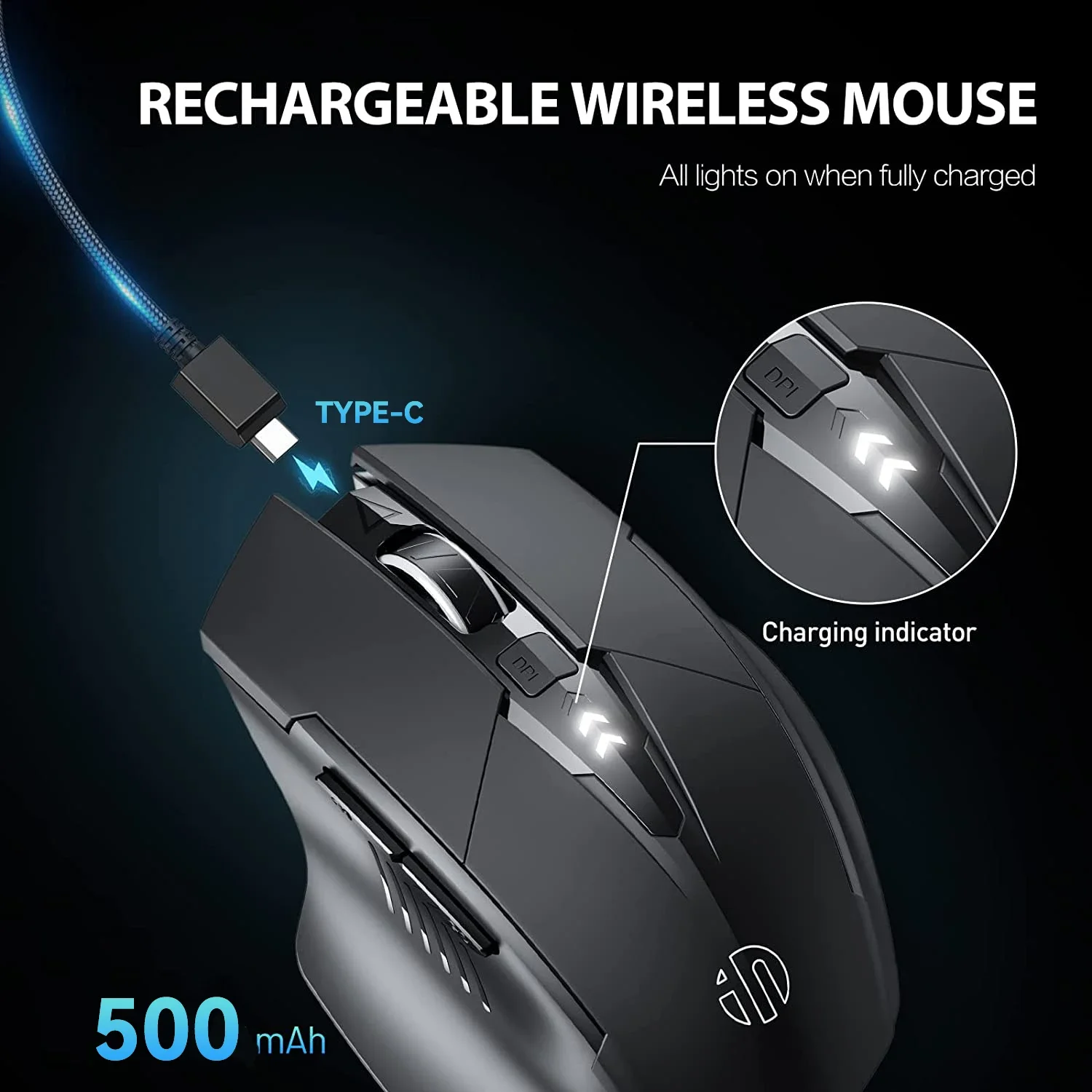 INPHIC F1S Wireless Mouse Rechargeable Ergonomic Office Portable Silent Laptop Desktop Game Universal 2.4G PM6 Accessories - Image 4