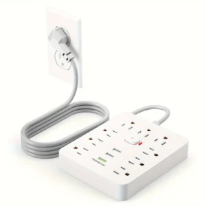 TRANSTON Power strip with Surge Protector, 9 power strip 3 USB Ports,5ft Extension Cord, Quick Charge, For Home and Off