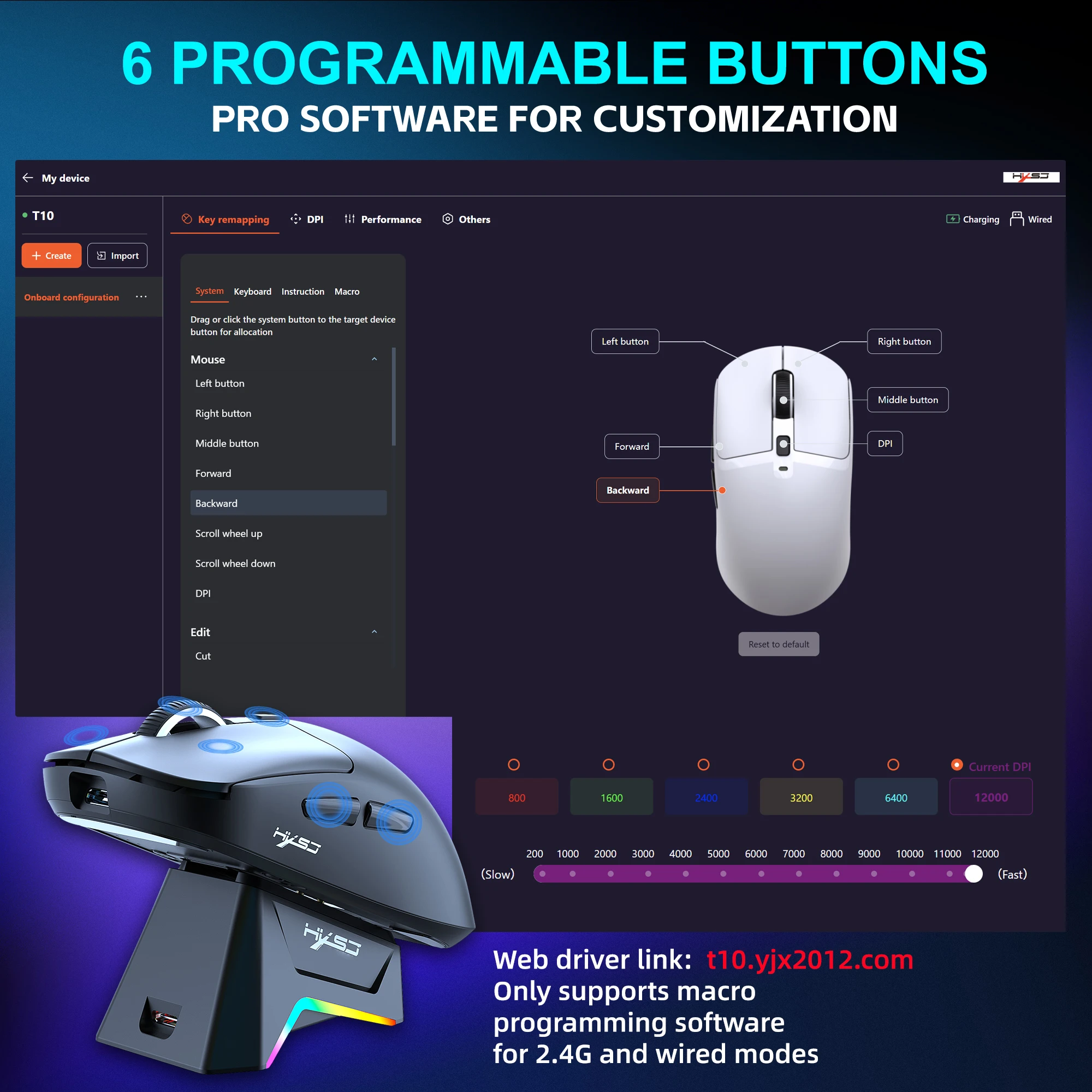 3 Modes 2.4G USB Bluetooth Wireless Wired 12000DPI Mouse PC Accessories Macro Programming With RGB Lights Magnetic Charging Dock - Image 5