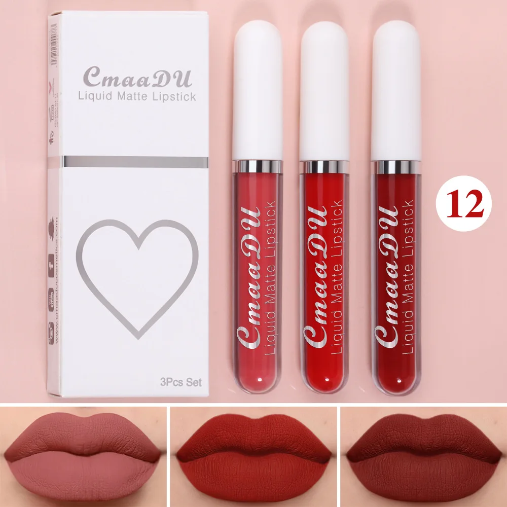 3Pcs/set Matte Velvet Lip Gloss Waterproof Long-lasting Liquid Lipstick Cosmetic Beauty Keep 24 Hours Makeup maquillages - Image 5