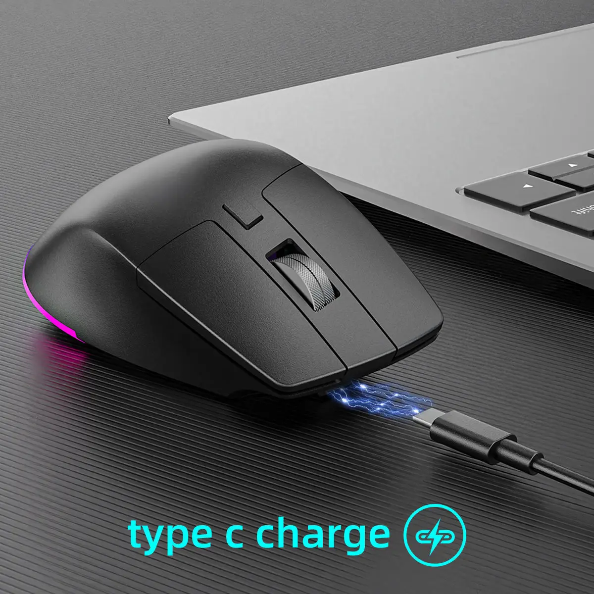 2.4G+Bluetooth Wireless Mouse Ergonomics Gaming Mouse Optical RGB Glowing Mause 1600 DPI Rechargeable Computer Wireless Mouse - Image 3