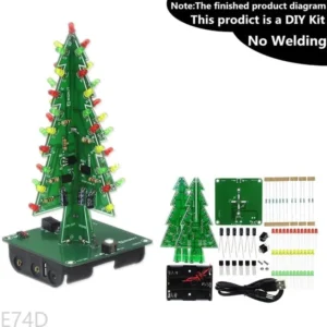 E74D 3D RGB Rotating Xmas Tree Music Christmas Tree LED Electronic Soldering Holiday