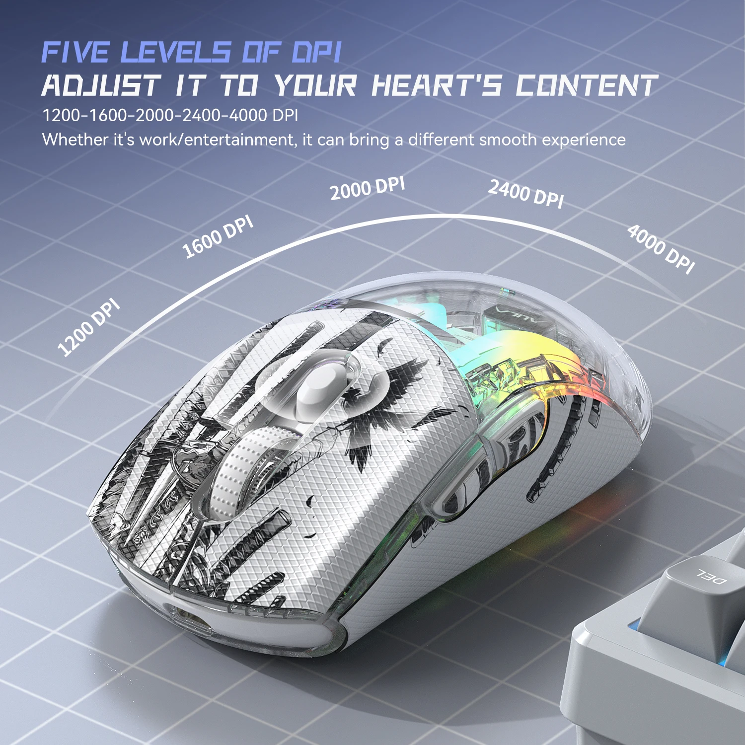 RGB Light Magnetic Rechargeable Wireless Bluetooth Mouse BT+2.4Ghz+Wired Optical Ergonomic Gaming Mouse with Anti-Slip Stickers - Image 3