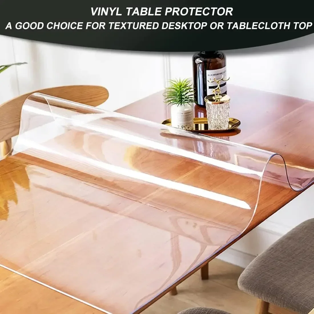 PVC transparent tablecloth with a thickness, heat-resistant, waterproof, and oil resistant dining table mat, 1pc - Image 2