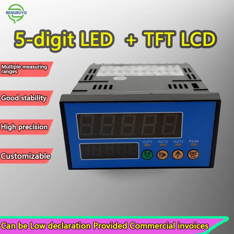 Digital Weighing Indicator Controller with Dual LED TFT Display High Precision 24-bit ADC RS485 Modbus Analog Output Relay Alarm