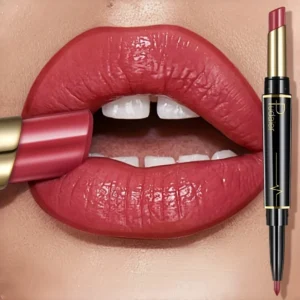 Double Ended Lip Liner and Lipstick 2 in 1, Waterproof Matte Long Lasting Smooth Lip Pen, Nude Lip Makeup for Women