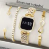 4 pcs/set Women Gold Luxury Watch Set Bracelet Bangle Digital Watch,Gift Daily Decoration Holiday