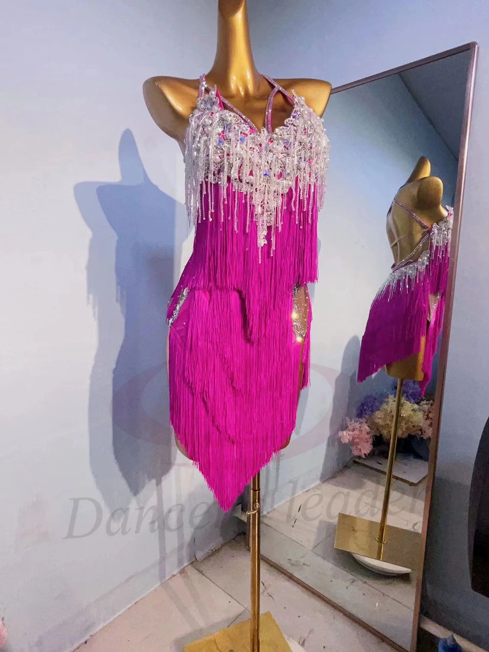 Latin Dance Adult And Children'S Dress AB Stone High-End Custom Heavy Industry Tassel Cha Tango Women'S Professional Clothing - Image 6