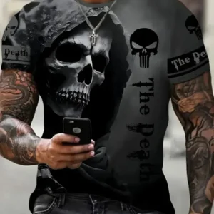 2025 New Fashion Cool Horror Skull 3D Print Short Sleeve Terror Street Hip Hop T Shirt O-Neck Loose Casual Summer Tops Clothing