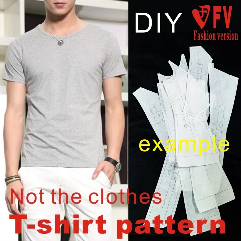 Clothing to figure custom men's tight fitting knitted T-shirt paper sample 1:1 cutting drawings TTX-5