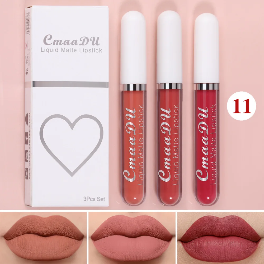 3Pcs/set Matte Velvet Lip Gloss Waterproof Long-lasting Liquid Lipstick Cosmetic Beauty Keep 24 Hours Makeup maquillages - Image 4