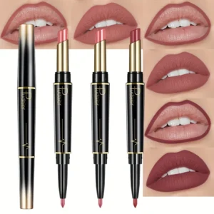 Waterproof Matte Lipstick and Lip Liner Set, 2 in 1 Double Head Velvet Lip Pen, Long Lasting Smooth Christmas gifts
