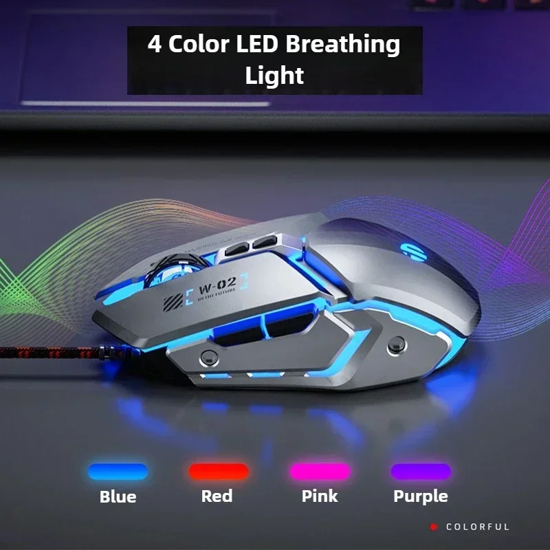 Inphic W2 Gaming Mouse USB Wired Mouse with Glowing Mechanical Metal Style Suitable For Desktop Office PC Gamer Accessories - Image 4