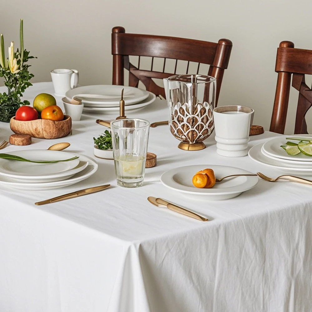 READOR 12Pcs Rectangle Tablecloth Washable Polyester White Party Banquet Wedding Table Cloths for Events - Image 4