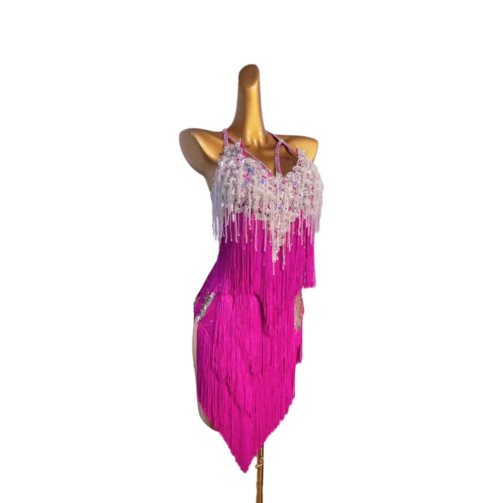 Latin Dance Adult And Children'S Dress AB Stone High-End Custom Heavy Industry Tassel Cha Tango Women'S Professional Clothing