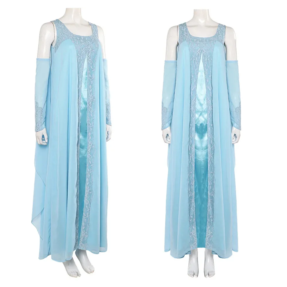 Padme Cosplay Woman Costume Disguise Blue Dress Halloween Carnival Party Clothing - Image 3