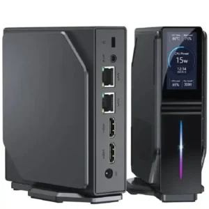 RGB Mini PC with Screen Intel Alder Lake-N100 16GB DDR4 512GB SSD Vertical Computer for Home/Office - LCD Screen