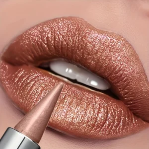 Waterproof Glitter Lipstick - Long-Lasting Shimmering Lipstick with Metallic Finish, All Skin Types, Adult Use, Beauty Lipstick