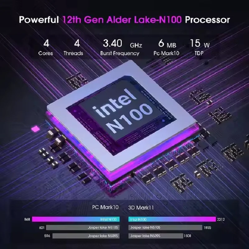 Intel 12th Gen Alder Lake N150 Mini PC M.2 NVMe SSD Mini Computer Gaming Computer LCD Screen Vertical Mini Tower - Image 6