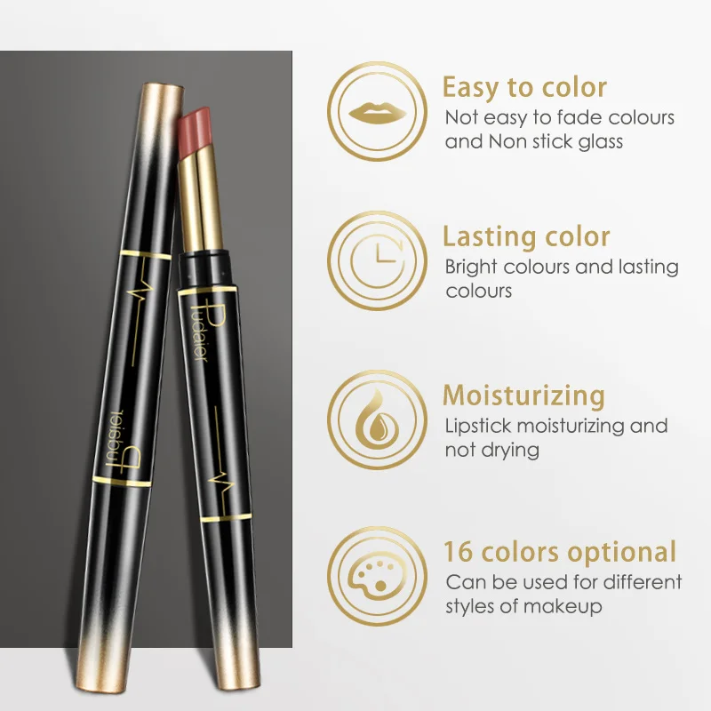 Waterproof Matte Lipstick and Lip Liner Set, 2 in 1 Double Head Velvet Lip Pen, Long Lasting Smooth Christmas gifts - Image 2