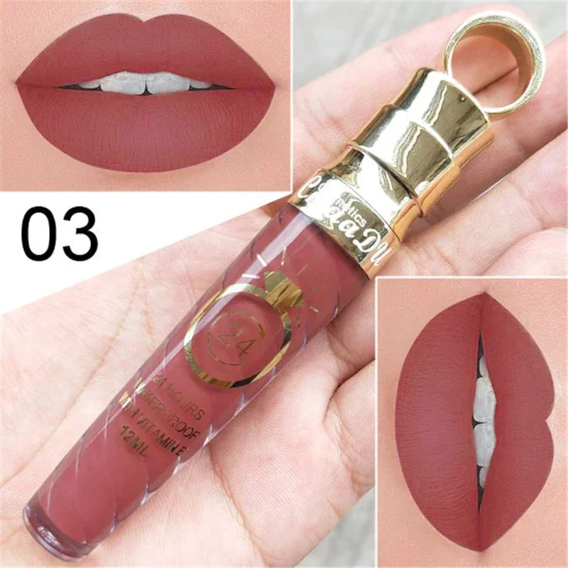 New!!Make Up Lips Matte Liquid Lipstick Waterproof Long Lasting Sexy Pigment Nude Glitter Style Lip Gloss Beauty Red Lip Tint - Image 4