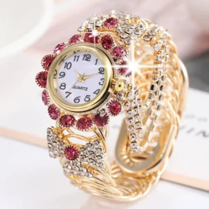 Women Shine Bracelet Watch Luxury Elegant Rose Gold Stainless Steel Wristwatch Ladies Rhinestone Clock Montre Femme Relojs saati