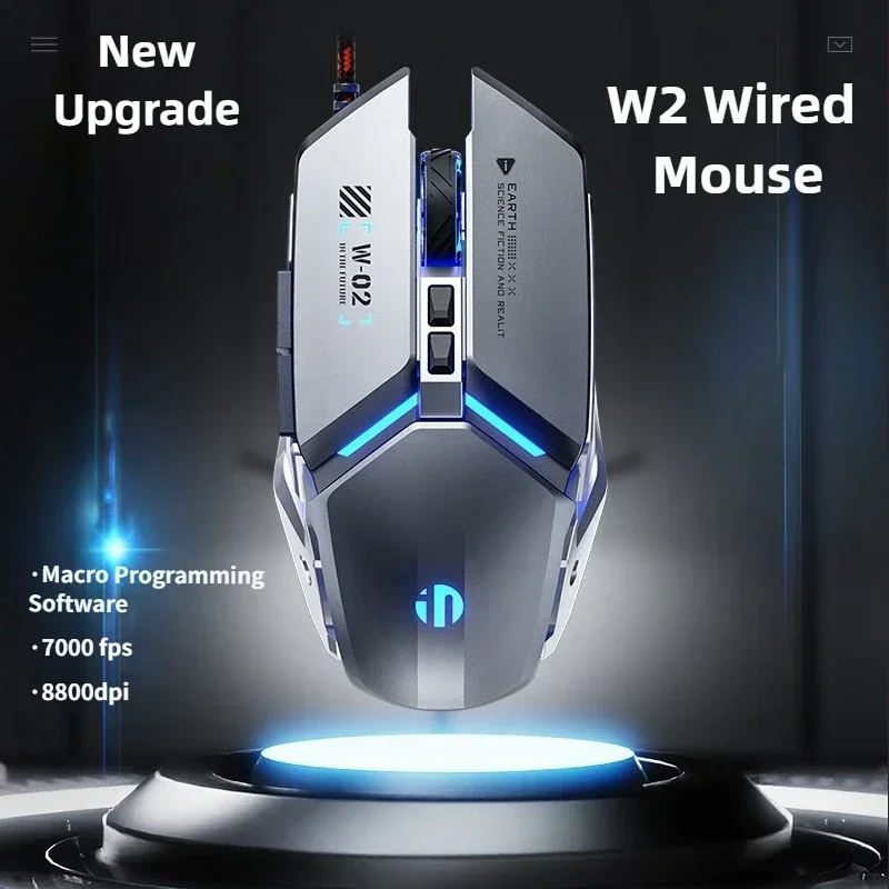Inphic W2 Gaming Mouse USB Wired Mouse with Glowing Mechanical Metal Style Suitable For Desktop Office PC Gamer Accessories - Image 2