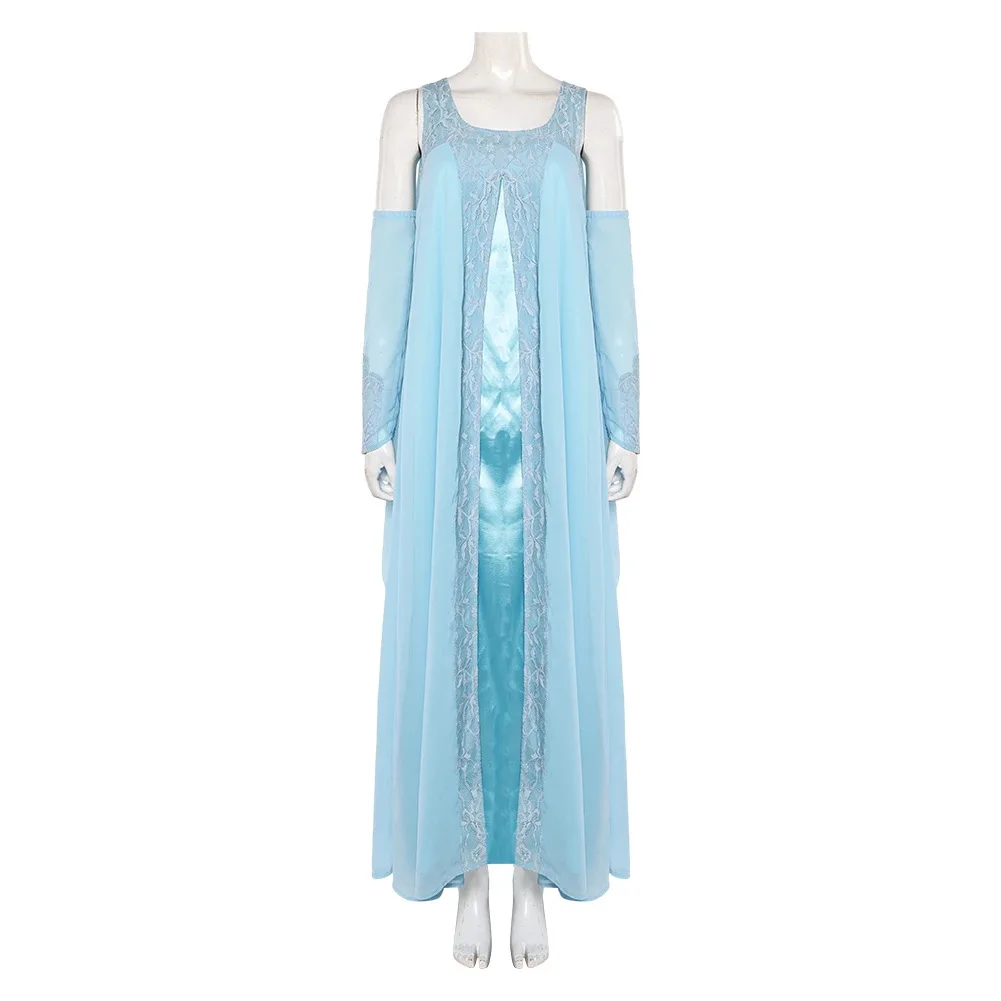 Padme Cosplay Woman Costume Disguise Blue Dress Halloween Carnival Party Clothing