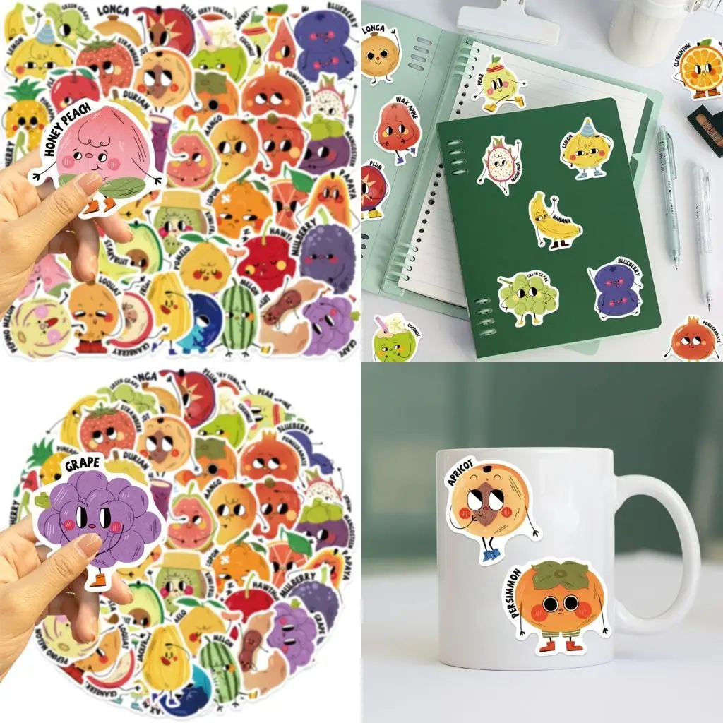 31BA Reusable Cartoon Fruit Stickers Decals No Residues Adhesive Scratch Protections For Electronics