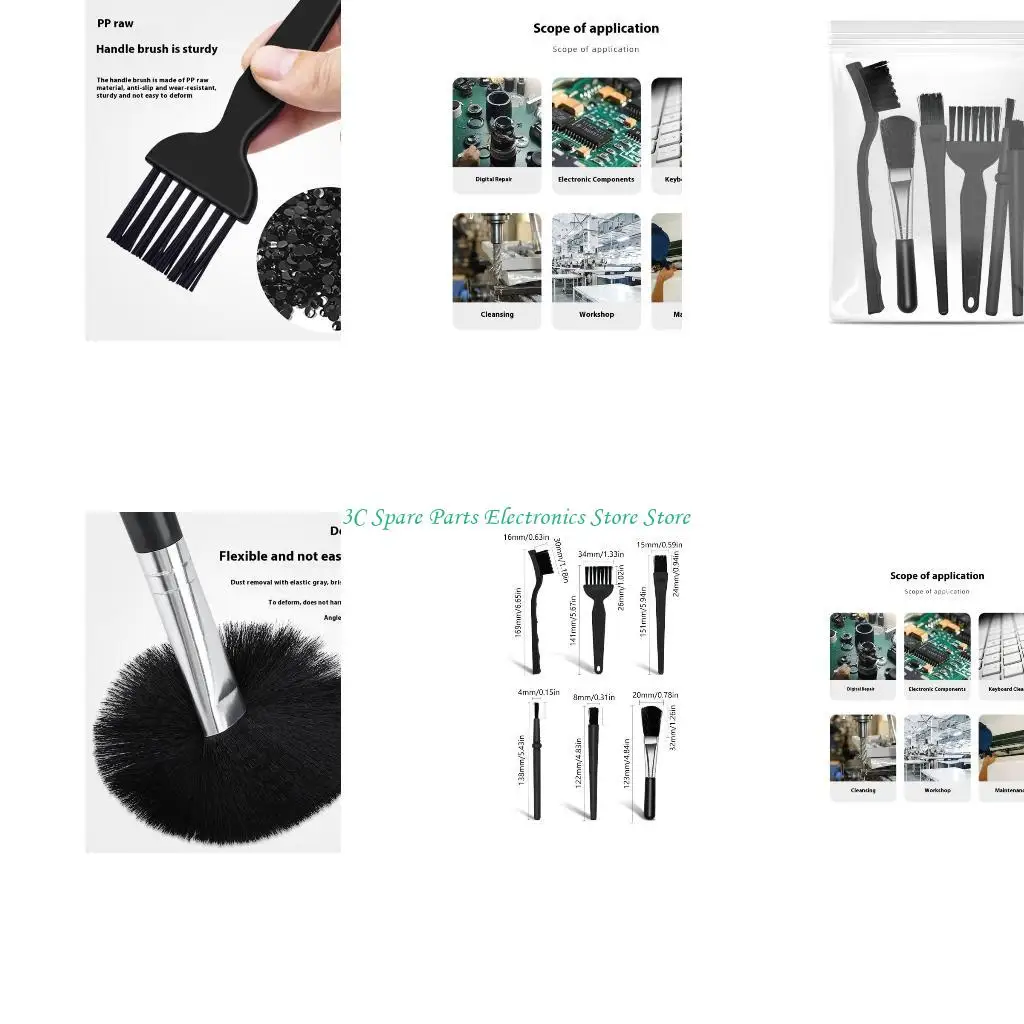 SZ 6 In 1 Cleaning Brush Set For Electronics Cleaning Handle ESD Safe Bristles