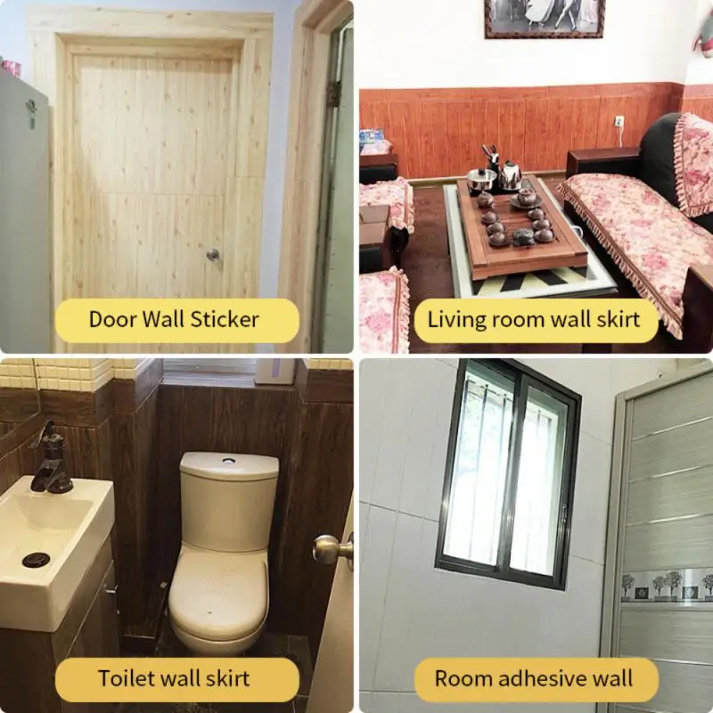3D Self-Adhesive Wall Sticker Wood Grain Stickers Waterproof Kitchen Bedroom Decoration Wallpaper For Live Room Home Improvement - Image 3