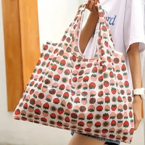 Reusable Grocery Bags Large Washable Shopping Bags Foldable Environment-Friendly Nylon Heavy-Duty Pocket Handbags