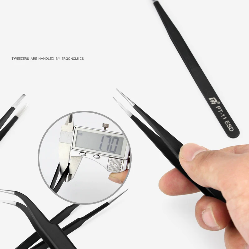 PT-10ESD Tweezers Stainless Steel Safety Work Electronic Nipper Took Precise Instrument for Mobile Phone Maintenance - Image 4